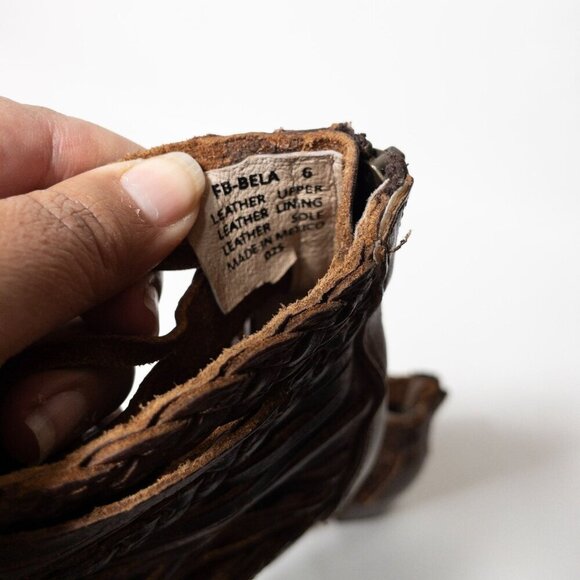 Freebird Bela Leather Braided Boho Heeled Boot SZ 6 Dark Brown Western - Picture 13 of 14